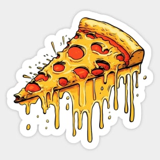 A slice of pizza with melted cheese Sticker